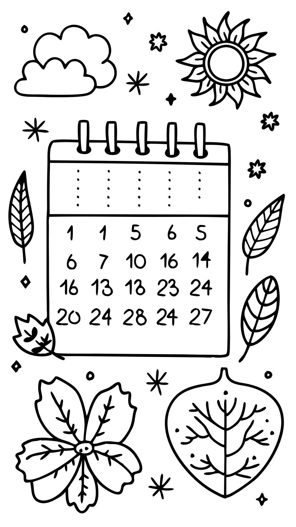 calendar coloring pages